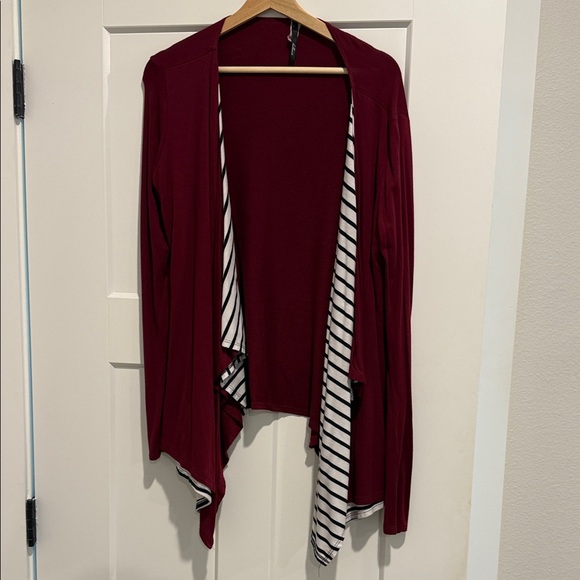 Bellamie Burgundy Striped Open Cardigan - Picture 1 of 2